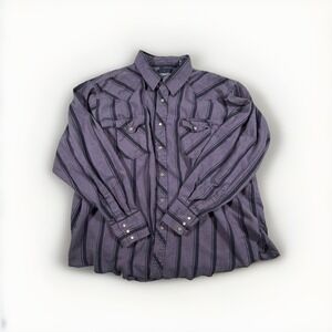 Vintage Wrangler Mens 3X Western Pearl Snap Button Shirt Cowboy Purple Stripes